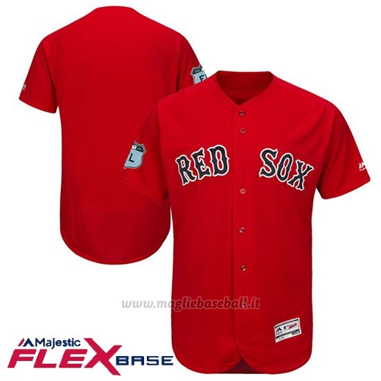 Maglia Baseball Uomo Boston Red Sox Scarlet 2017 Allenamento Primaverile Flex Base